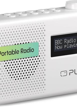 Портативное радио с bluetooth 5.1, dab+, fm, lcd-дисплеем памятью на 10 станций, радиоприемник белый pure