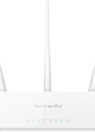 Маршрутизатор wi‑fi tenda f3 n300 300 мбіт/с 2.4 ггц 3 lan порти 3×5dbi антени белый гостьевой режим
