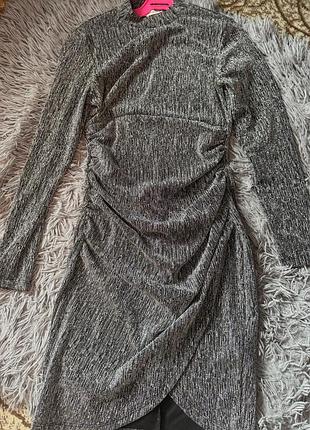 Сукня reserved m срібляста люрекс облягаюча з драпіруванням