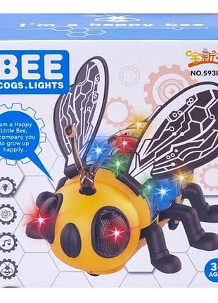 Животная муз. арт. 5938b муха,2 цвета микс, прозрачный корпус, цветные внутренние детали, свет, звук, в коробке16*9*16см