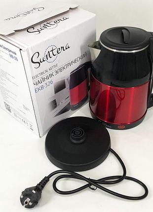 Електричний чайник з індикатором живлення suntera ekb-326r 1500 вт 1.8 л, чайник металевий для дому rc-26