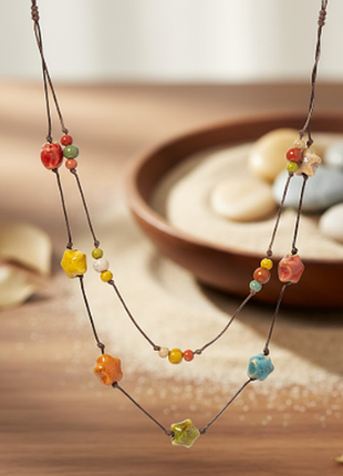 Украшение двойная керамические бусины звездочки