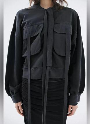 Нова бавовняна куртка бомбер zara woman washed cargo jacket м 38 іспанія 🇪🇸