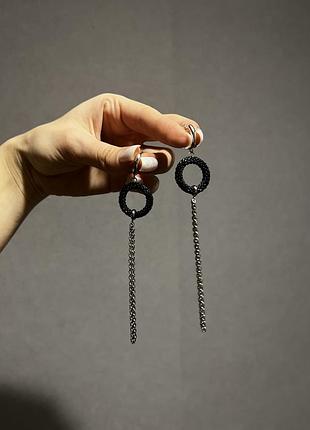 Довгі сережки з бісеру та ланцюжків, ручна робота