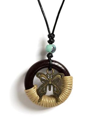 Украшение бохо стиль бабочка дерево керамическая бусинка