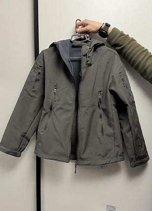 Тактична куртка softshell сіра м з флісовою підкладкою