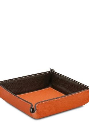 Кожаный лоток для бумаг и вещей офисный tuscany tl142159 (оранжевый)