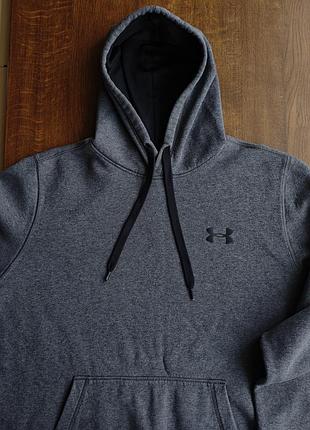 Мужское худи under armour coldgear rival fitted pull over grey fleece hoodie 3