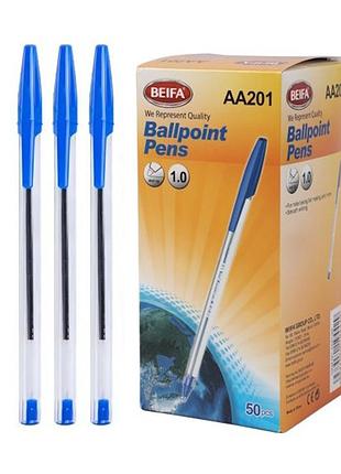 Набір кулькових ручок aa201 синій, 1,0 мм, 50 штук в упаковці