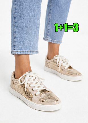 🤩1+1=3 великолепные блестящие золотистые женские кроссовки carvela, размер 38