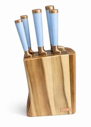 Набор кухонных ножей edenberg eb-11029 с деревянной подставкой 7 предметов blue pi-72