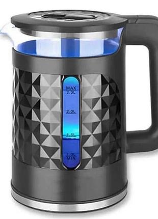 Електрочайник скляний edenberg eb-83559 2.3л 1500вт black ut-77