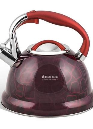 Чайник із свистком edenberg eb-1910 з турбо індукційним дном 3л red wf-87