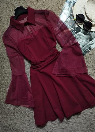 Гарна сукня з кльош рукавами та спідницею сонце кльош/плаття