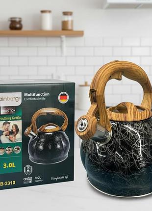 Чайник rainberg rb-2310 3 л зі свистком для газових, індукційних і електричних плит