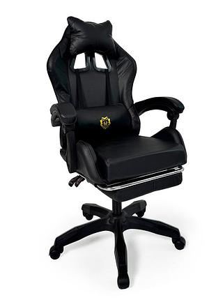 Геймерське крісло primaveo з ергономічними подушками та висувною підставкою для ніг, чорний