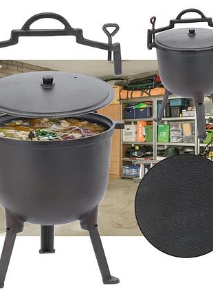 Туристичний чавунний казан 11 л garden line на 3 ніжках з кришкою та ручкою для перенесення (польща)