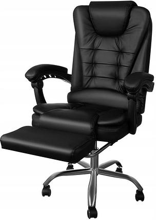 Офисное компьютерное кресло primaveo с подножкой | эко-кожа, черное