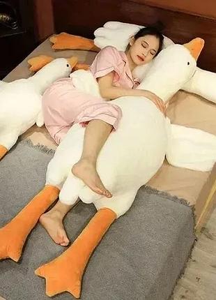 130 см мягкая плюшевая игрушка подушка обнимашка гусь белый