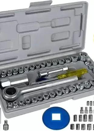 Набор инструментов из 40 предметов в кейсе трещотка с головками для гаража, дома, авто