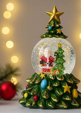Музыкальный снежный шар-ночник "елка" 15*15*23см led, 5 мелодий (xhf-8001)