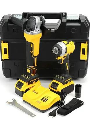 Аккумуляторный набор инструментов в кейсе 2 в 1 болгарка и гайковерт