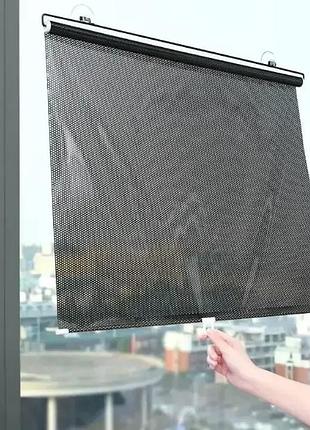 Рулонная солнцезащитная шторка на пластиковые окна 125х68см, черная