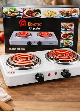 Настольная плита электрическая на 2 конфорки domotec ms-5532