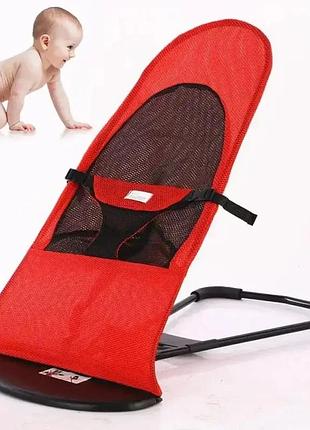 Шезлонг-гойдалка для новонароджених з ременями безпеки lullarock red