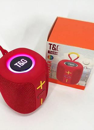 Портативная bluetooth колонка tg658 8w с rgb подсветкой, колонка для вечеринки. цвет: красный
