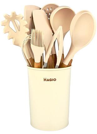 Набор силиконовых кухонных принадлежностей magio mg-1142 набор ложек лопаток 11 предметов