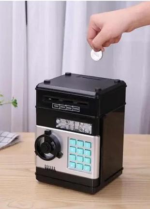 Черный электронная копилка-сейф с кодовым замком