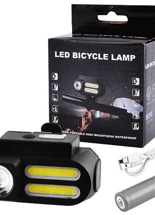 Маленький налобный фонарик bl-611-1lm+2cob, фара и мигалка для велосипеда, фара на руль велосипеда