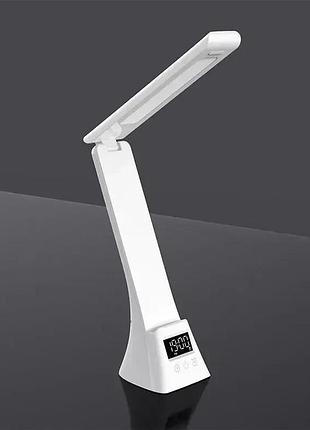 Настольная led лампа с часами и беспроводной зарядкой для телефона tyv-2088