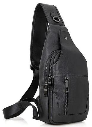 Премиальная мужская кожаная сумка из натуральной итальянской кожи, черная