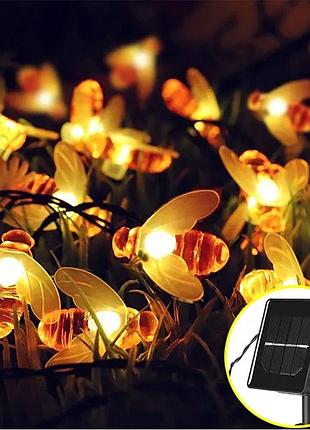 Солнечная гирлянда "пчелки" 30 ламп 4,5 м, теплый-белый