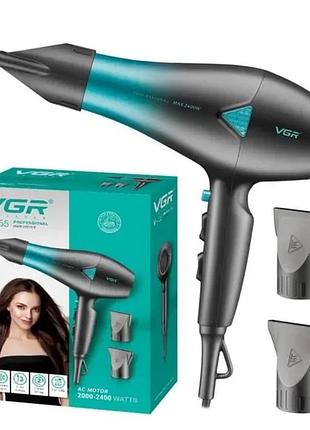Профессиональный мощный фен для волос vgr v-455 с холодным и горячим воздухом 2400 вт