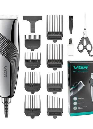 Машинка для стрижки волос и бороды vgr professional v-121, 8 насадок, ножницы, расческа, от сети 220