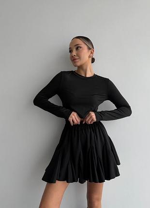 Спідниця жіноча коротка пишна софт чорний  42-46 р