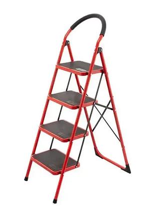 Драбина intertool сталева 1.37 м 4 широкі прогумовані сходи 380 x 260 мм сходи(4 сходи)
