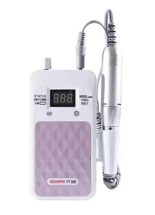 Портативний фрезер для нігтів nail drill yt-928 акумуляторний з індикатором заряду на 35 000 оборотів