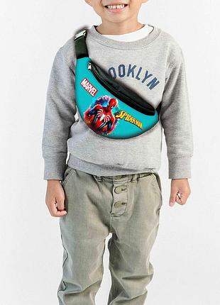 Сумка-бананка дитяча спайдермен людина-павук "spiderman" з принтом, 32х15см, сумка для хлопчика через плече (00544)