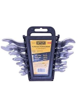Набор ключей рожковых cr-v стандарт 6шт (6x7,8x9,10x11,12x13,14x15,16x17мм) тм сила