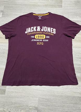 Чоловіча футболка jack&amp; jones з вінтажним принтом розмір 3xl, бордовий