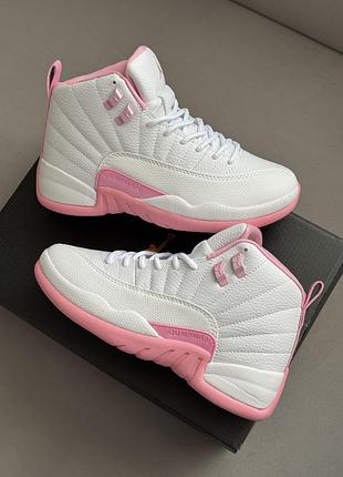 Jordan retro 12 white pink жіночі кросівки