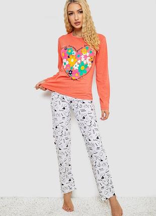 Женская пижама с принтом, цвет оранжевый
