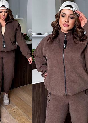Стильный спортивный костюм из микровельвета | se. 022