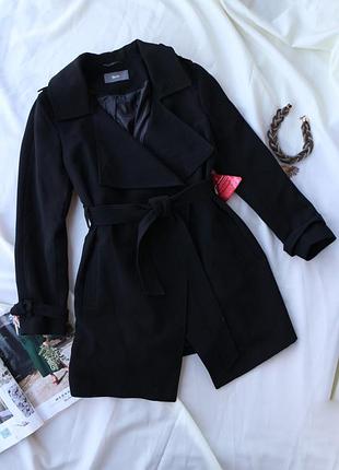 Базовый тренч плащ черный на запах south