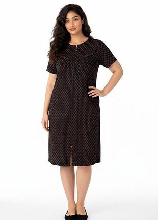 Летний женский халат на молнии с коротким рукавом 8087