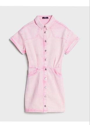 Розовое новое мини платье из денима